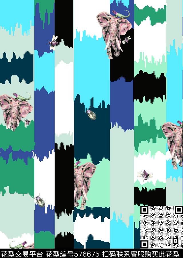 动物华亿平台条纹数码印花华亿平台下载（图片编号: 576675） - 瓦栏（Walan）