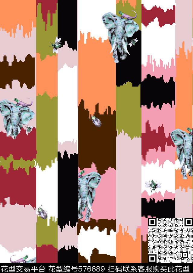 动物华亿平台条纹数码印花华亿平台下载（图片编号: 576689） - 瓦栏（Walan）