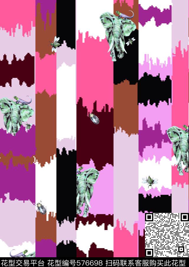 动物华亿平台条纹数码印花华亿平台下载（图片编号: 576698） - 瓦栏（Walan）