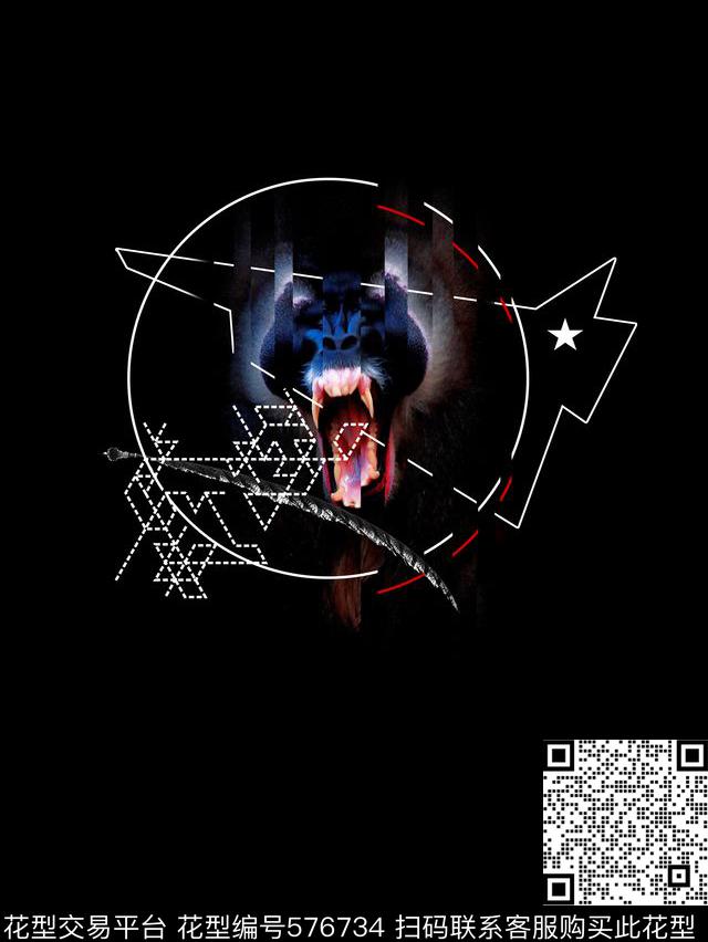 动物猴子几何图形拼图数码印花华亿平台下载（图片编号: 576734） - 瓦栏（Walan）