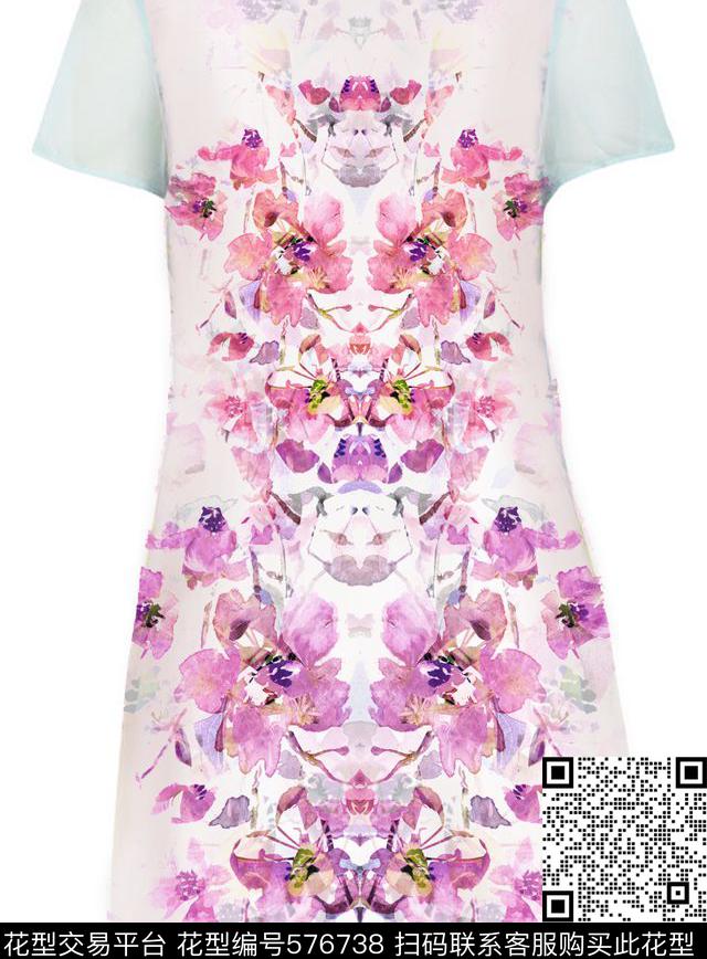 时尚流行花卉连衣裙数码印花华亿平台下载（图片编号: 576738） - 瓦栏（Walan）