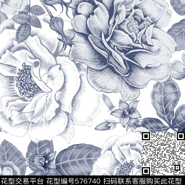 2016春夏服装面料素雅花卉传统印花华亿平台下载（图片编号: 576740） - 瓦栏（Walan）