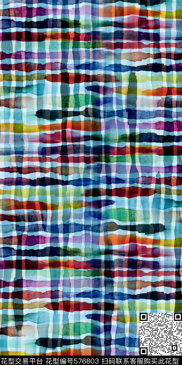 裙子箱包家纺时尚新潮流行水彩格子数码印花华亿平台下载（图片编号: 576803） - 瓦栏（Walan）