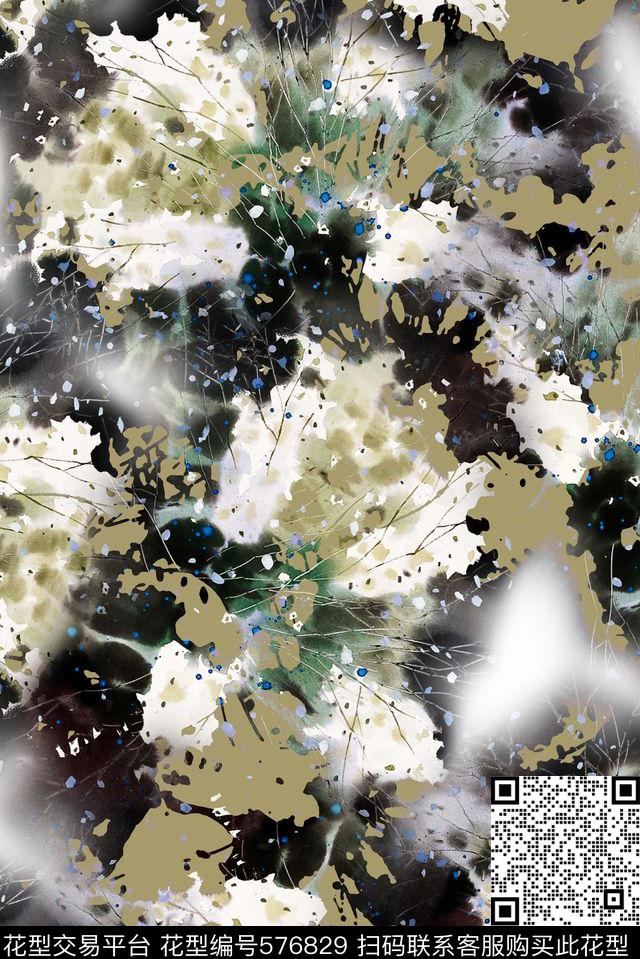 抽象手绘色彩炫彩数码印花华亿平台下载（图片编号: 576829） - 瓦栏（Walan）