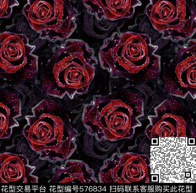 花卉玫瑰小花满版数码印花华亿平台下载（图片编号: 576834） - 瓦栏（Walan）