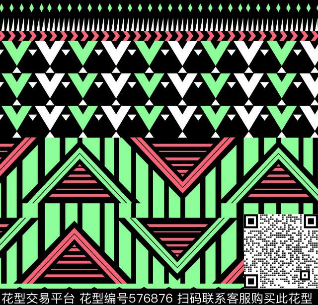 黑红绿白复古经典几何传统传统印花华亿平台下载（图片编号: 576876） - 瓦栏（Walan）