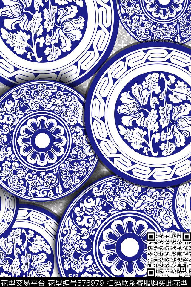 瓷器青花瓷中国风传统印花华亿平台下载（图片编号: 576979） - 瓦栏（Walan）