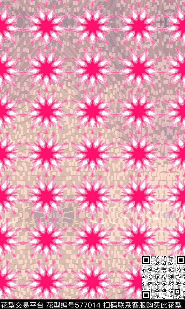 简约素雅立体几何底几何花卉传统印花华亿平台下载（图片编号: 577014） - 瓦栏（Walan）