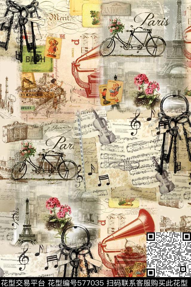 古典复古简欧数码印花华亿平台下载（图片编号: 577035） - 瓦栏（Walan）