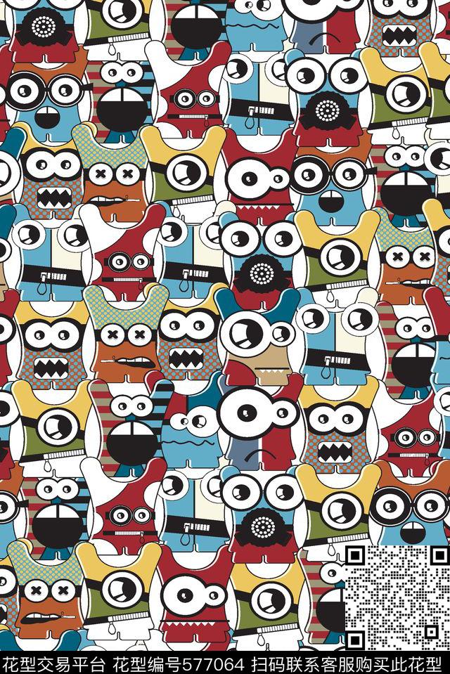 可爱可痛小怪物传统印花华亿平台下载（图片编号: 577064） - 瓦栏（Walan）