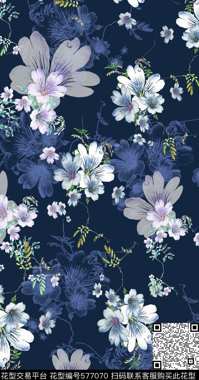 民族风图案多色花卉写真数码印花华亿平台下载（图片编号: 577070） - 瓦栏（Walan）