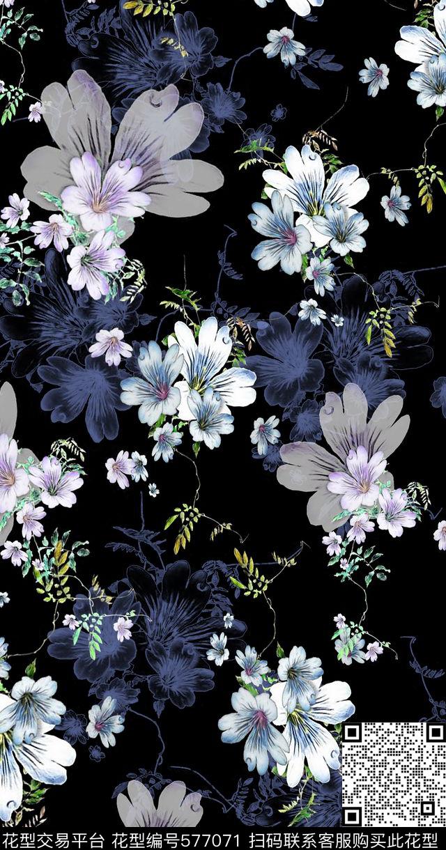 民族风图案多色花卉写真数码印花华亿平台下载（图片编号: 577071） - 瓦栏（Walan）