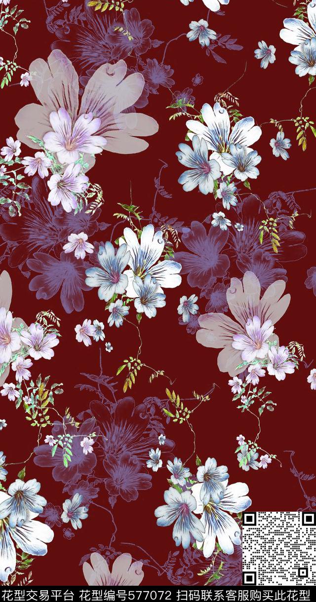 民族风图案多色花卉写真数码印花华亿平台下载（图片编号: 577072） - 瓦栏（Walan）