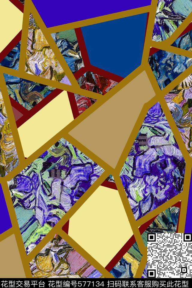 欧美大气抽象油画大气抽象色块数码印花华亿平台下载（图片编号: 577134） - 瓦栏（Walan）