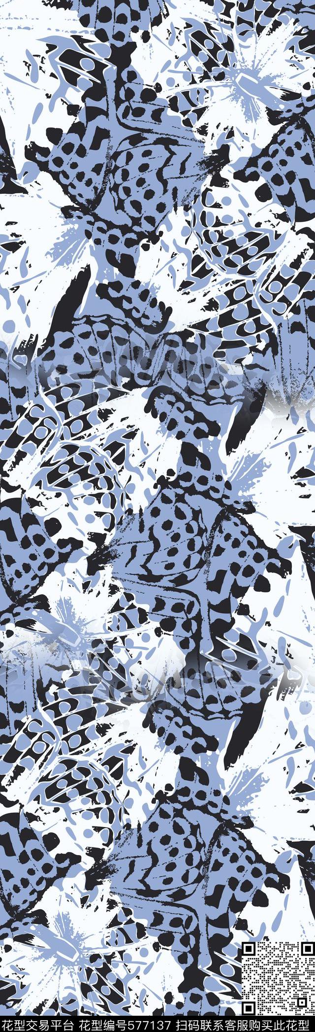 拓印蝴蝶翅膀花卉传统印花华亿平台下载（图片编号: 577137） - 瓦栏（Walan）