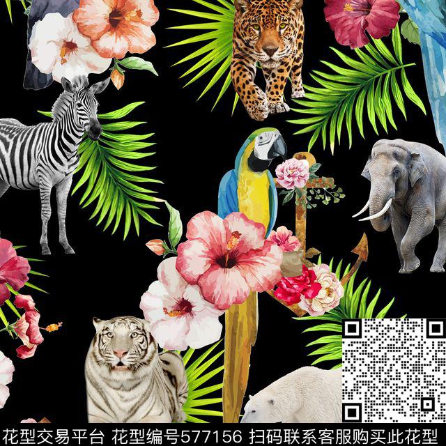 休闲风动物花卉数码印花华亿平台下载（图片编号: 577156） - 瓦栏（Walan）