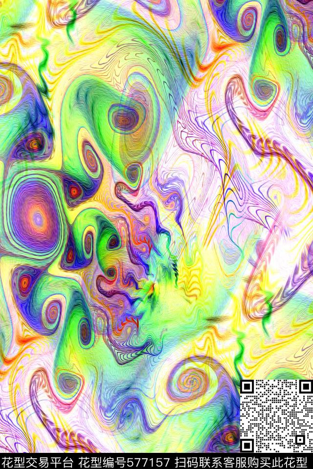 时尚潮流抽象多彩文理泳装数码印花华亿平台下载（图片编号: 577157） - 瓦栏（Walan）