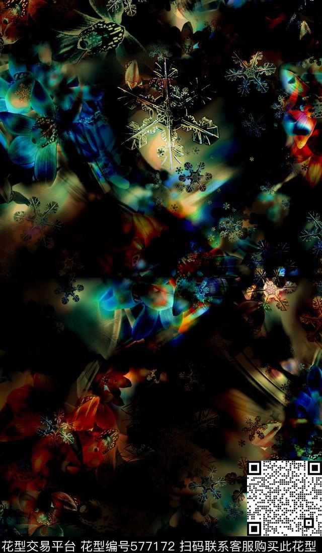 潮流时尚花卉珠宝数码印花华亿平台下载（图片编号: 577172） - 瓦栏（Walan）