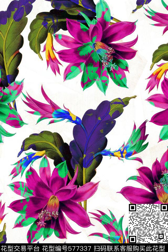 乱花花朵花卉数码印花华亿平台下载（图片编号: 577337） - 瓦栏（Walan）