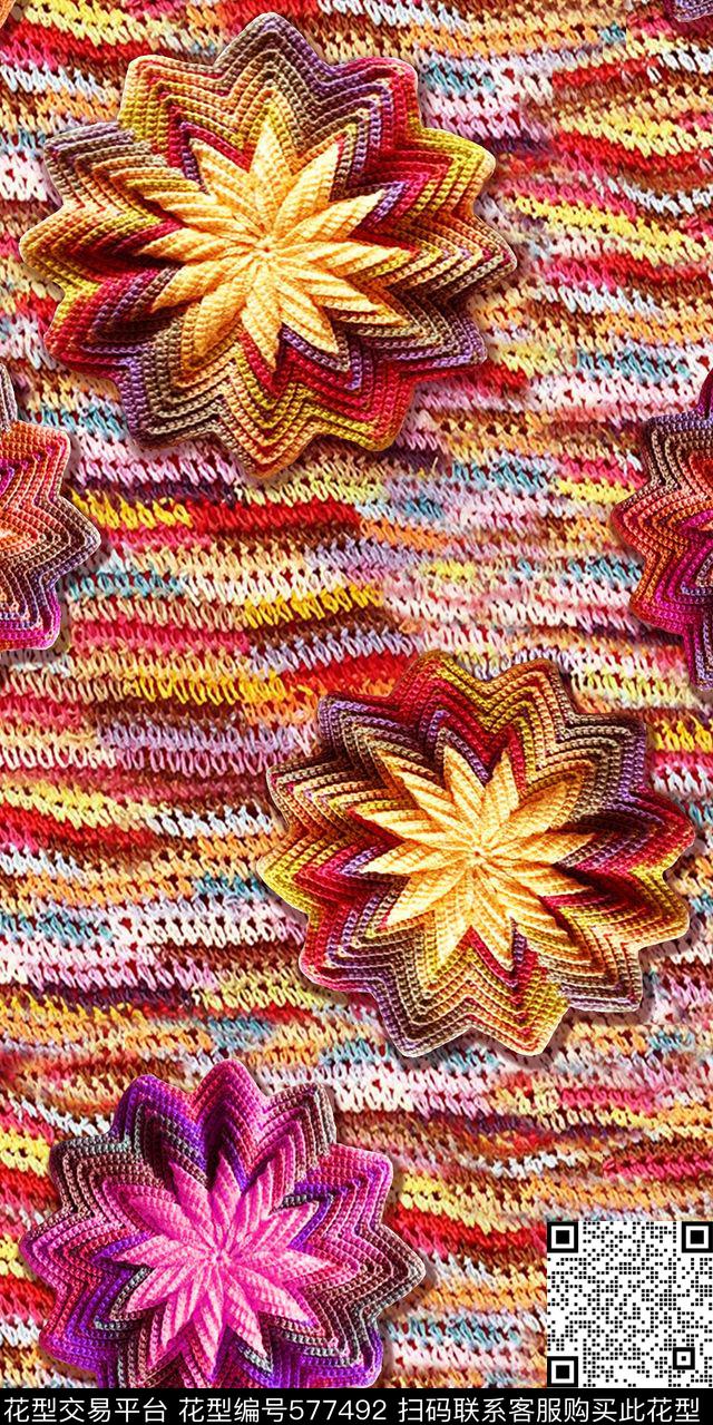 钩花花边织物女装裙子沙发时尚新潮流行数码印花华亿平台下载（图片编号: 577492） - 瓦栏（Walan）