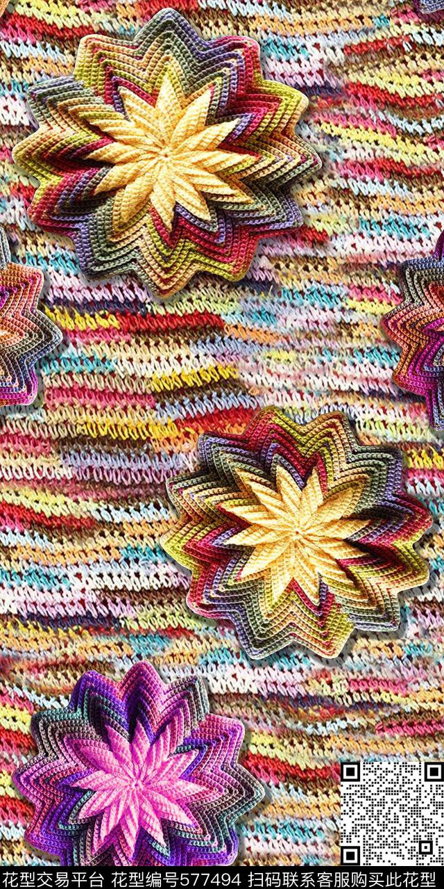 钩花花边织物女装裙子沙发时尚新潮流行数码印花华亿平台下载（图片编号: 577494） - 瓦栏（Walan）