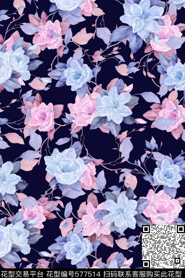 花朵花卉传统印花华亿平台下载（图片编号: 577514） - 瓦栏（Walan）