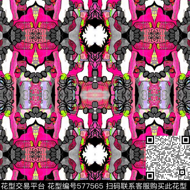 抽象几何民族几何印花数码印花华亿平台下载（图片编号: 577565） - 瓦栏（Walan）