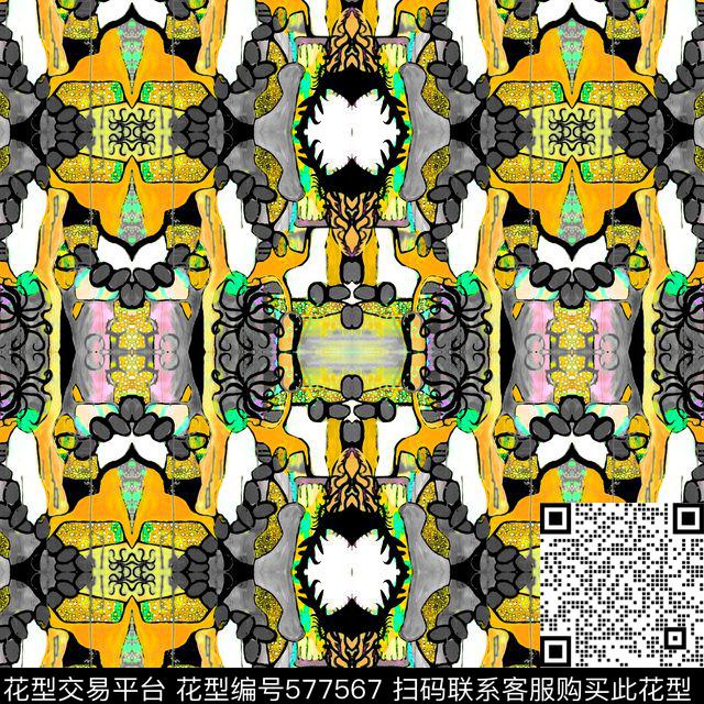 抽象几何民族几何印花数码印花华亿平台下载（图片编号: 577567） - 瓦栏（Walan）