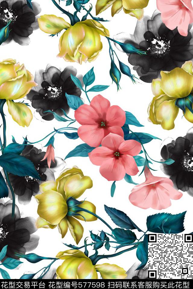 花卉数码印花华亿平台下载（图片编号: 577598） - 瓦栏（Walan）
