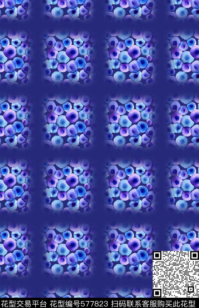 传统时尚简洁手绘水彩花卉意向数码印花华亿平台下载（图片编号: 577823） - 瓦栏（Walan）