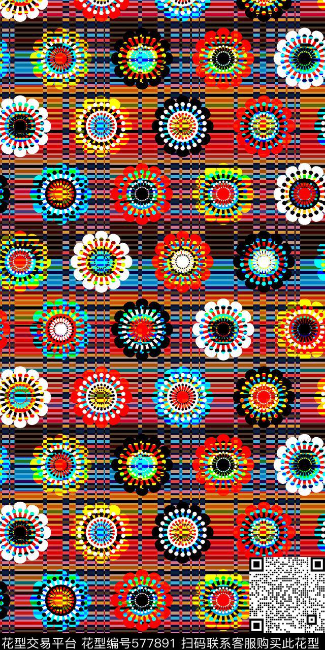 花卉几何民族风传统印花华亿平台下载（图片编号: 577891） - 瓦栏（Walan）