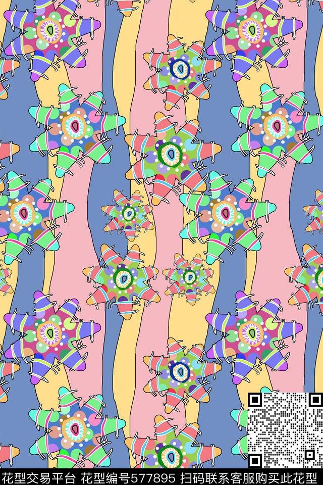 创意花图案传统印花华亿平台下载（图片编号: 577895） - 瓦栏（Walan）