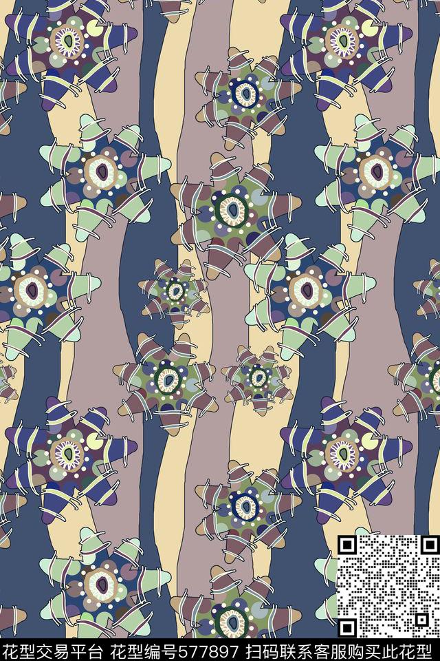 创意花图案传统印花华亿平台下载（图片编号: 577897） - 瓦栏（Walan）