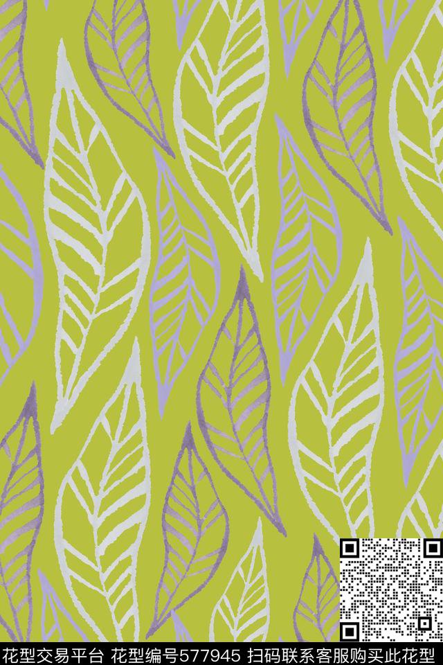 水彩叶脉外套传统印花华亿平台下载（图片编号: 577945） - 瓦栏（Walan）