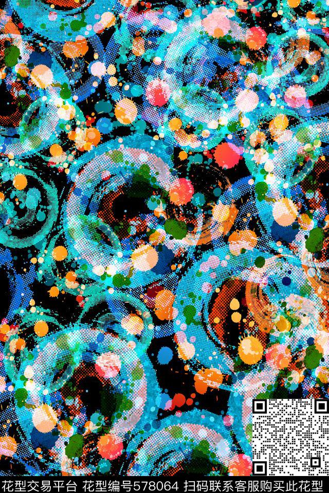 抽象潮流渲染数码印花华亿平台下载（图片编号: 578064） - 瓦栏（Walan）