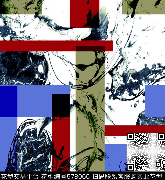 抽象几何手绘数码印花华亿平台下载（图片编号: 578065） - 瓦栏（Walan）