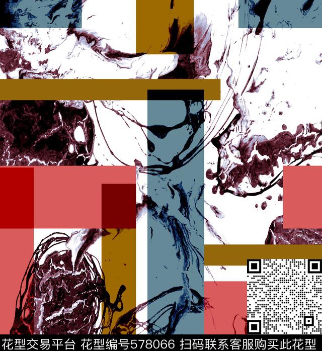 抽象几何手绘数码印花华亿平台下载（图片编号: 578066） - 瓦栏（Walan）