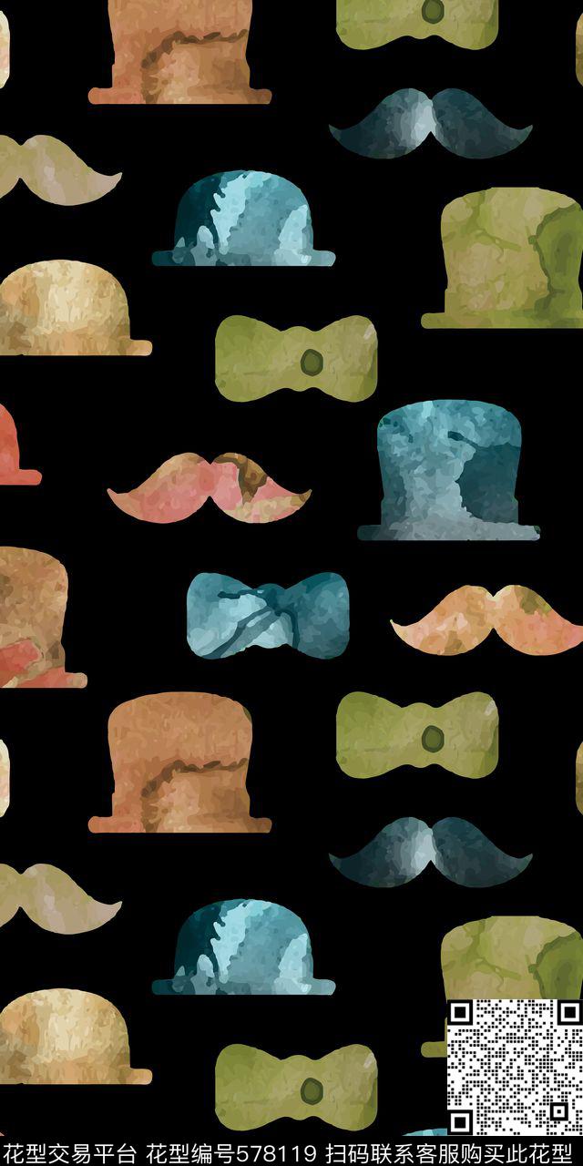 水彩绘画帽子传统印花华亿平台下载（图片编号: 578119） - 瓦栏（Walan）