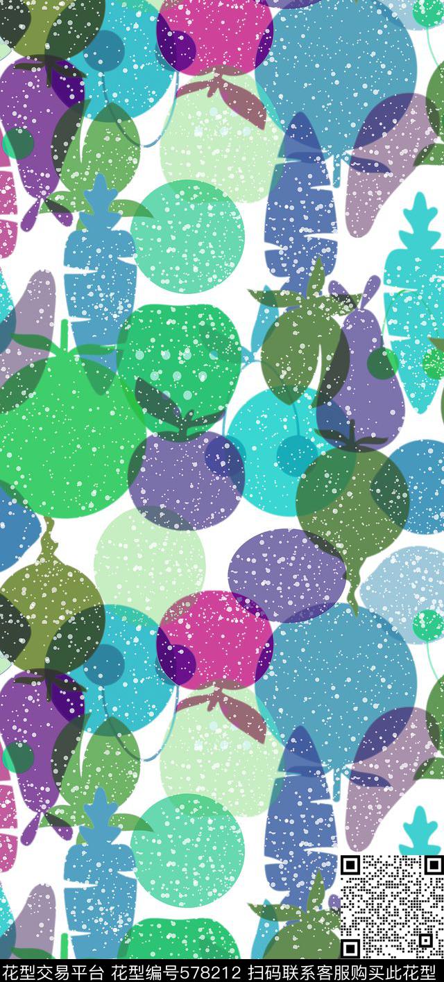 水果水彩层次数码印花华亿平台下载（图片编号: 578212） - 瓦栏（Walan）