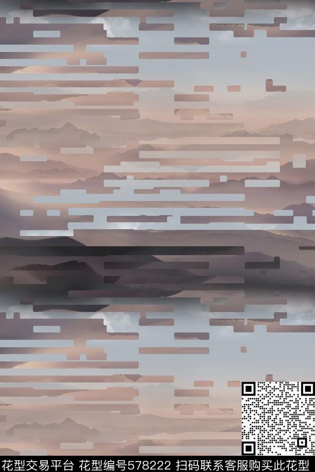 块面拼接山数码印花华亿平台下载（图片编号: 578222） - 瓦栏（Walan）