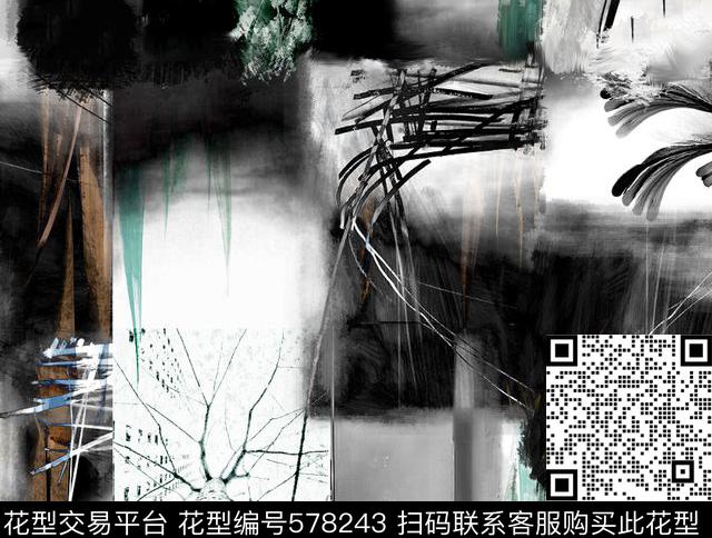 线条方块抽象数码印花华亿平台下载（图片编号: 578243） - 瓦栏（Walan）