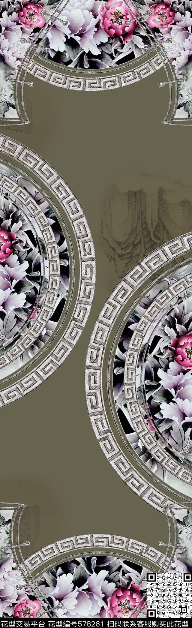 长巾中国风花卉数码印花华亿平台下载（图片编号: 578261） - 瓦栏（Walan）