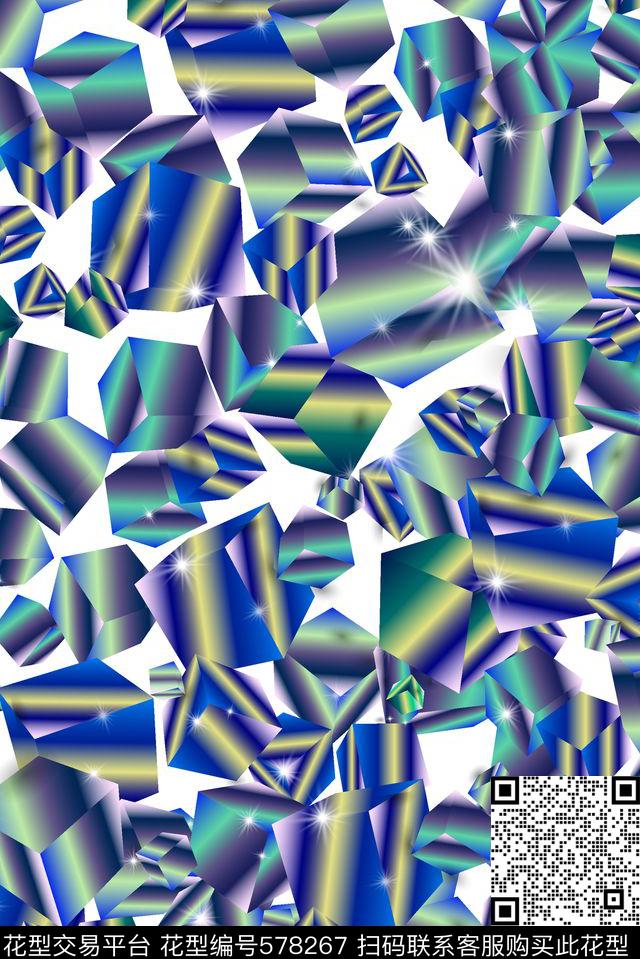 抽象立体渐变数码印花华亿平台下载（图片编号: 578267） - 瓦栏（Walan）