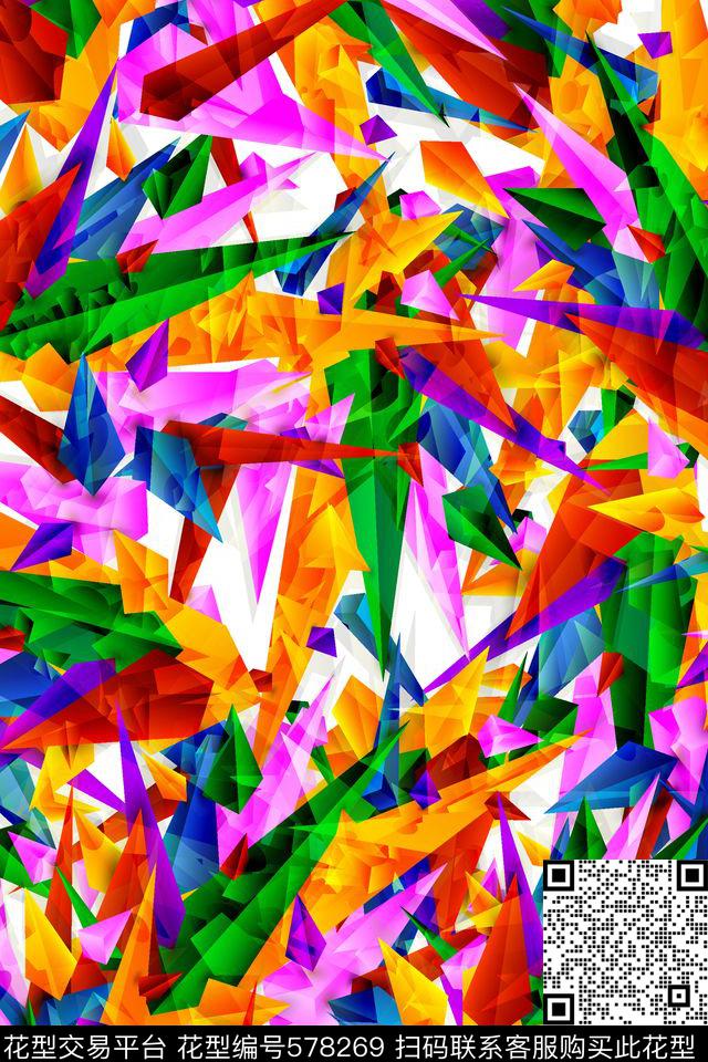 抽象立体柱条数码印花华亿平台下载（图片编号: 578269） - 瓦栏（Walan）