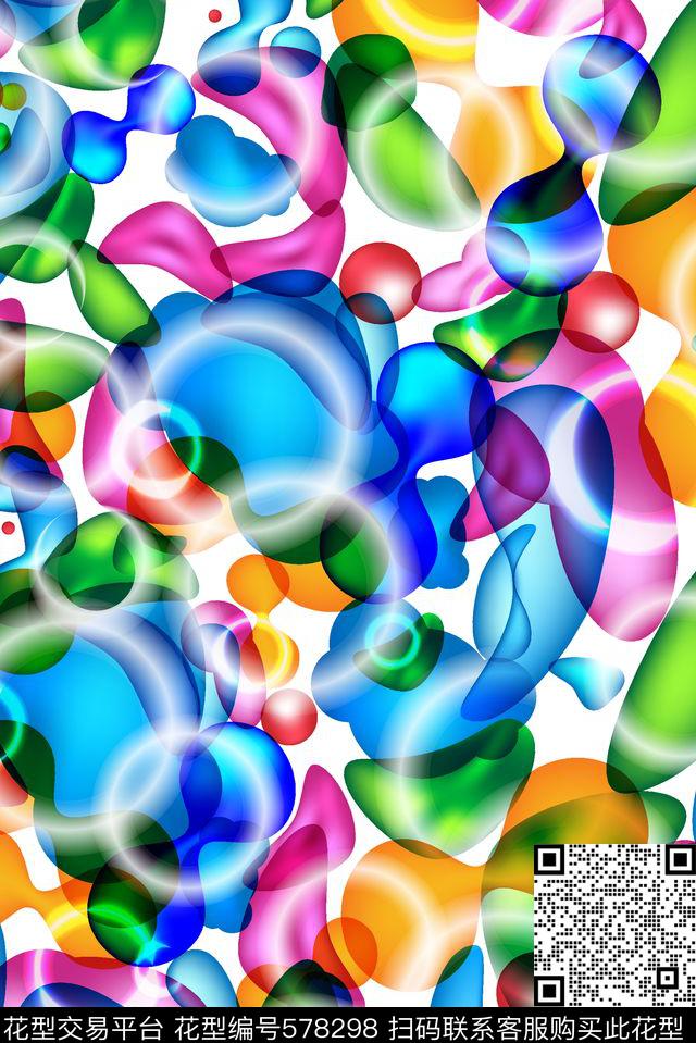 抽象绚丽水晶数码印花华亿平台下载（图片编号: 578298） - 瓦栏（Walan）