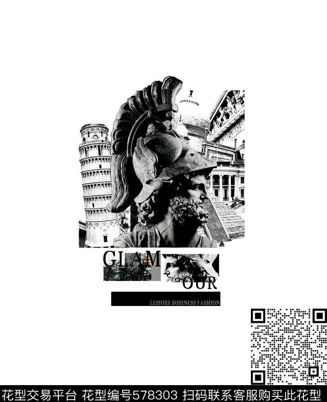 欧式雕像建筑数码印花华亿平台下载（图片编号: 578303） - 瓦栏（Walan）