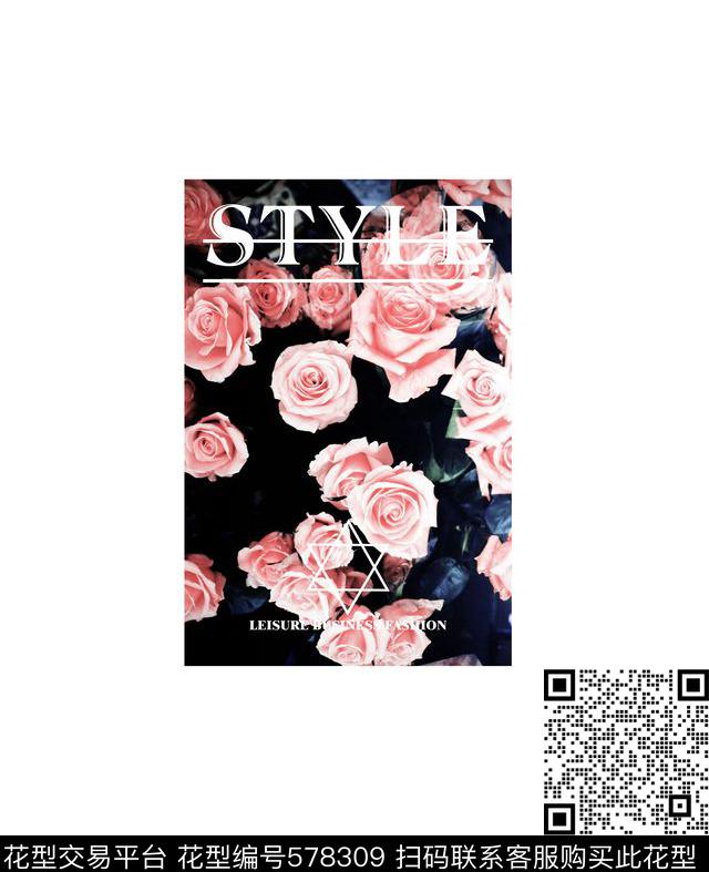 时尚休闲玫瑰数码印花华亿平台下载（图片编号: 578309） - 瓦栏（Walan）