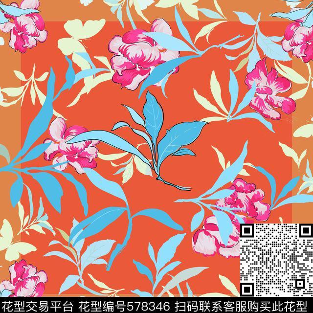 剪影风格叶子蝴蝶数码印花华亿平台下载（图片编号: 578346） - 瓦栏（Walan）