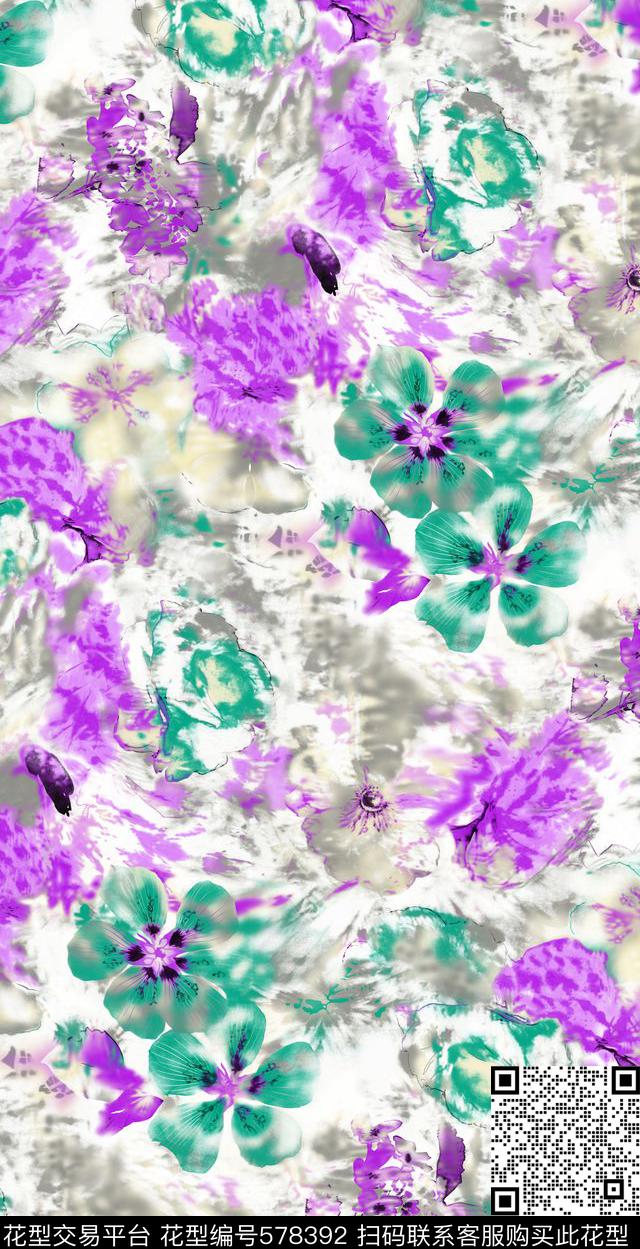 分色花卉桃花传统印花华亿平台下载（图片编号: 578392） - 瓦栏（Walan）