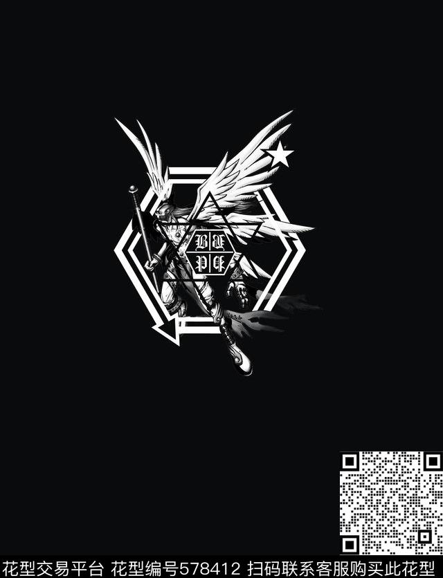 时尚几何线条机甲人物数码印花华亿平台下载（图片编号: 578412） - 瓦栏（Walan）